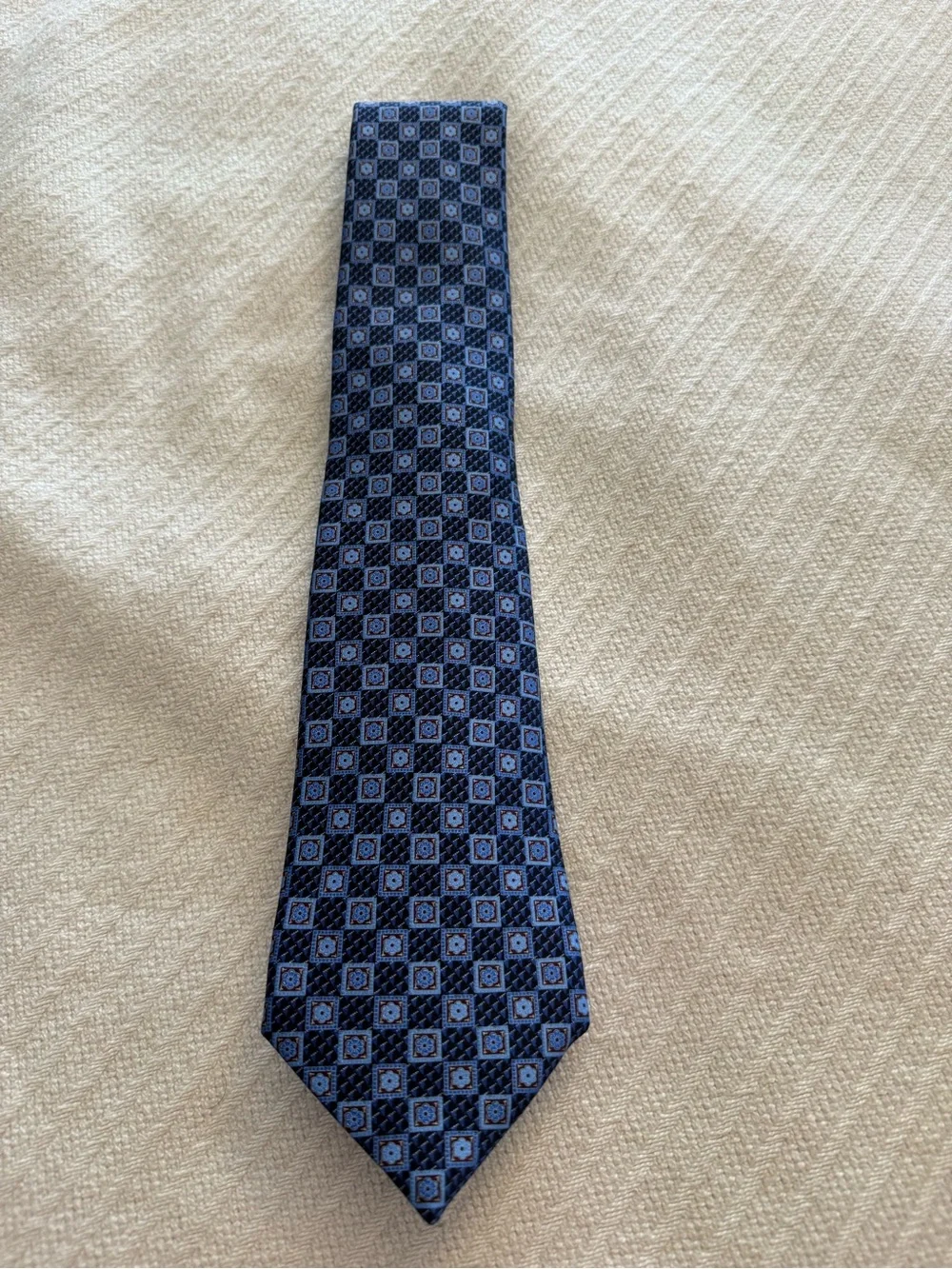 Ermenegildo Zegna Blue Geometric Silk Tie Made in Italy